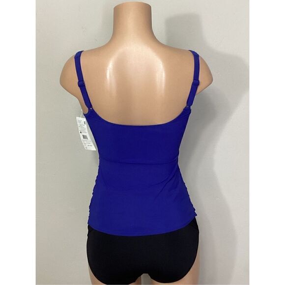 New. Gottex blue ruched tankini top. Size 8. Retails $95 - Picture 6 of 8